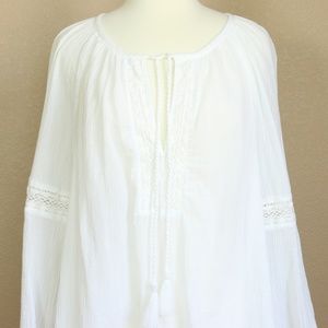 SOLD Boho Peasant Tunic Plus Size 14/16 White